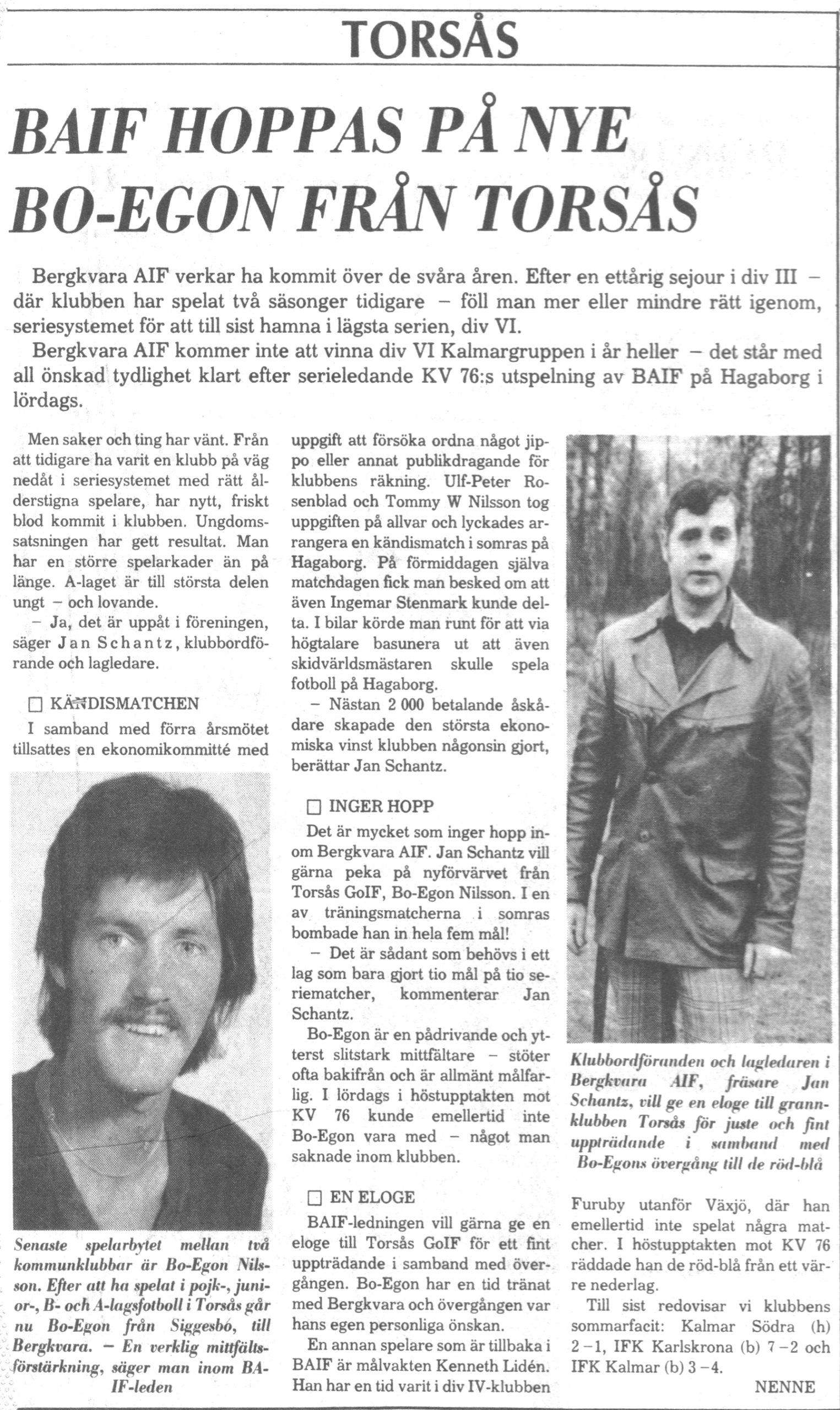 Artikel - BAIF hoppas på nye Bo-Egon från Torsås, 1979