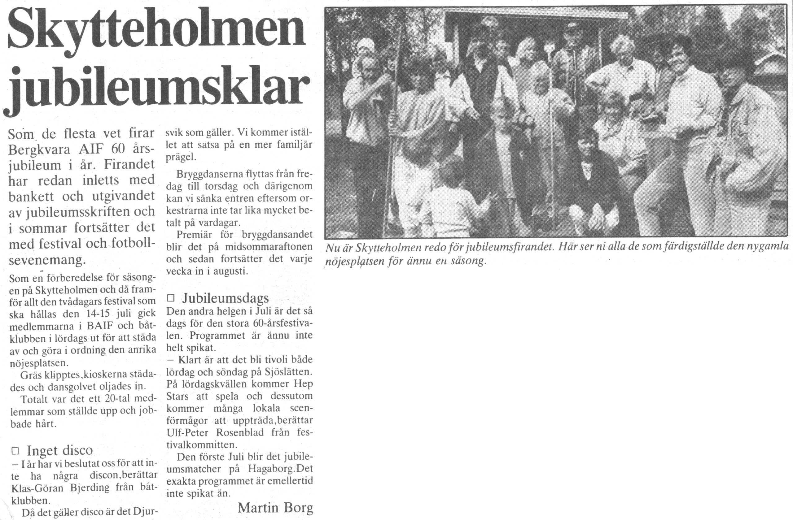 Artikel - Skytteholmen jubileumsklar, 1990